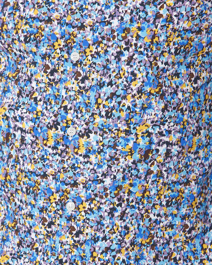 Blue Floral Print Full Sleeves Shirt