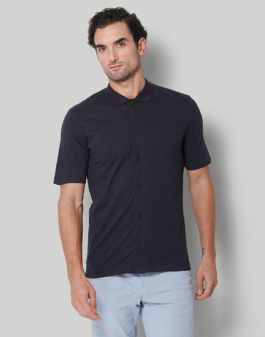 Blue Polo Neck T-Shirt