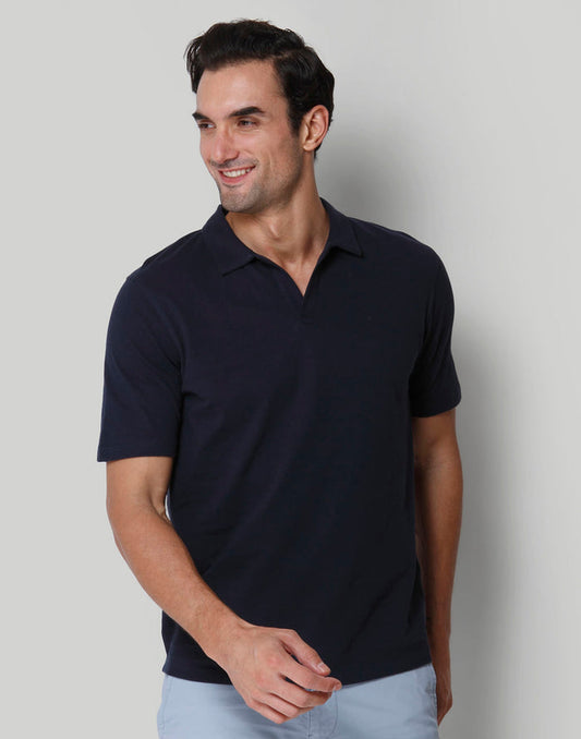 Blue Polo Neck T-Shirt