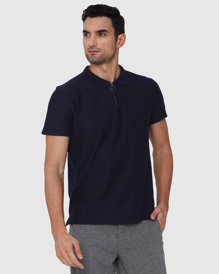 Blue Polo Neck T-Shirt