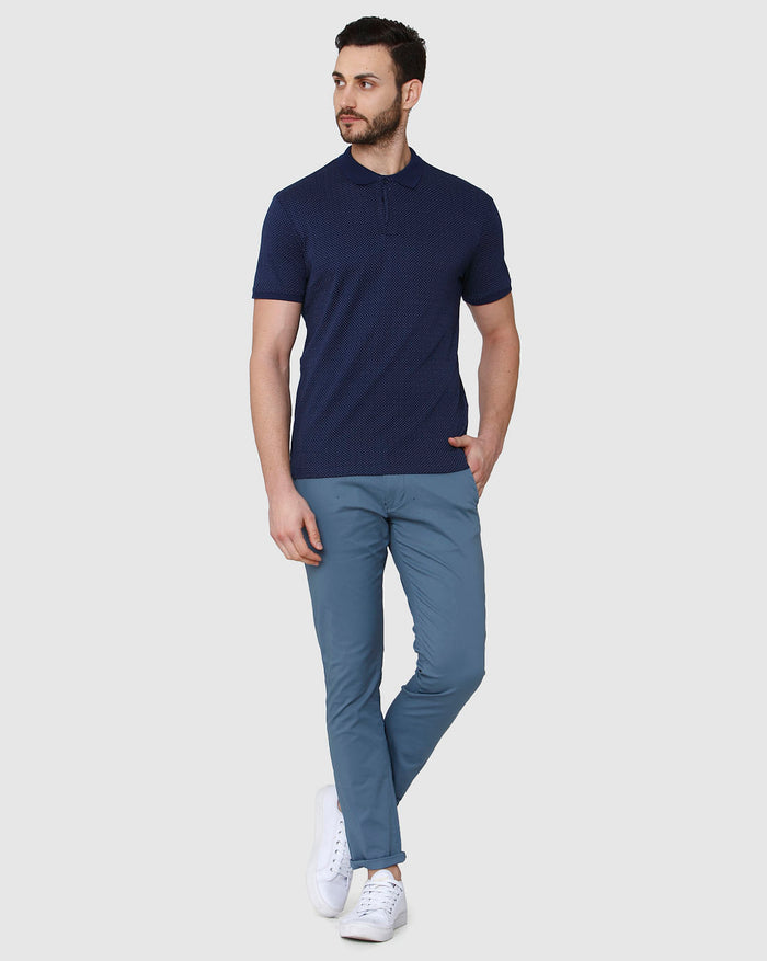 Blue Polo Neck T-Shirt