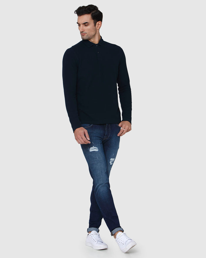 Blue Polo Neck T-Shirt