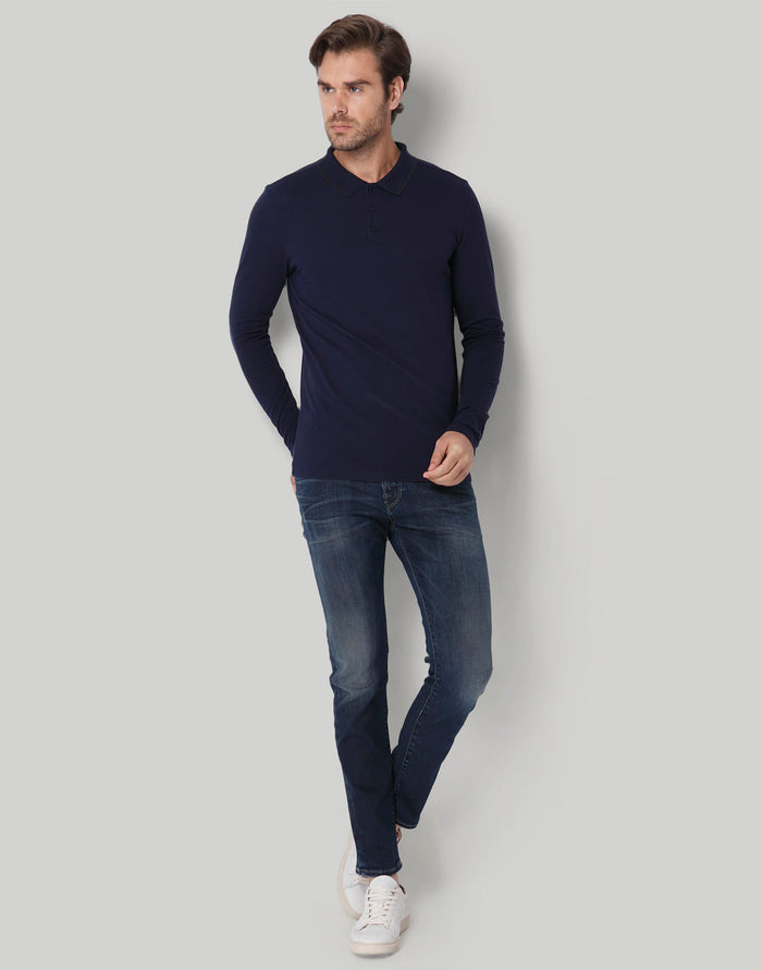Blue Polo Neck T-Shirt