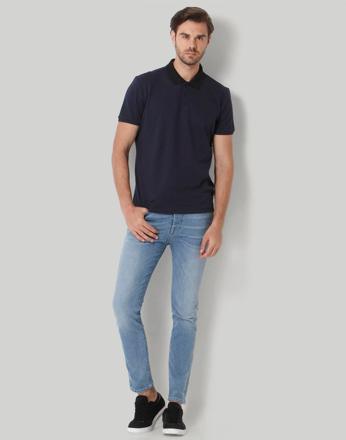 Blue Polo Neck T-Shirt