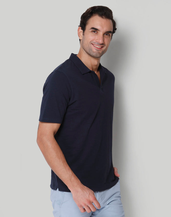 Blue Polo Neck T-Shirt