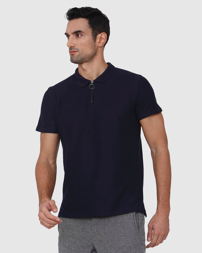 Blue Polo Neck T-Shirt