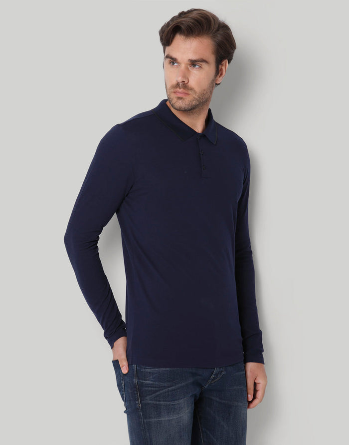 Blue Polo Neck T-Shirt