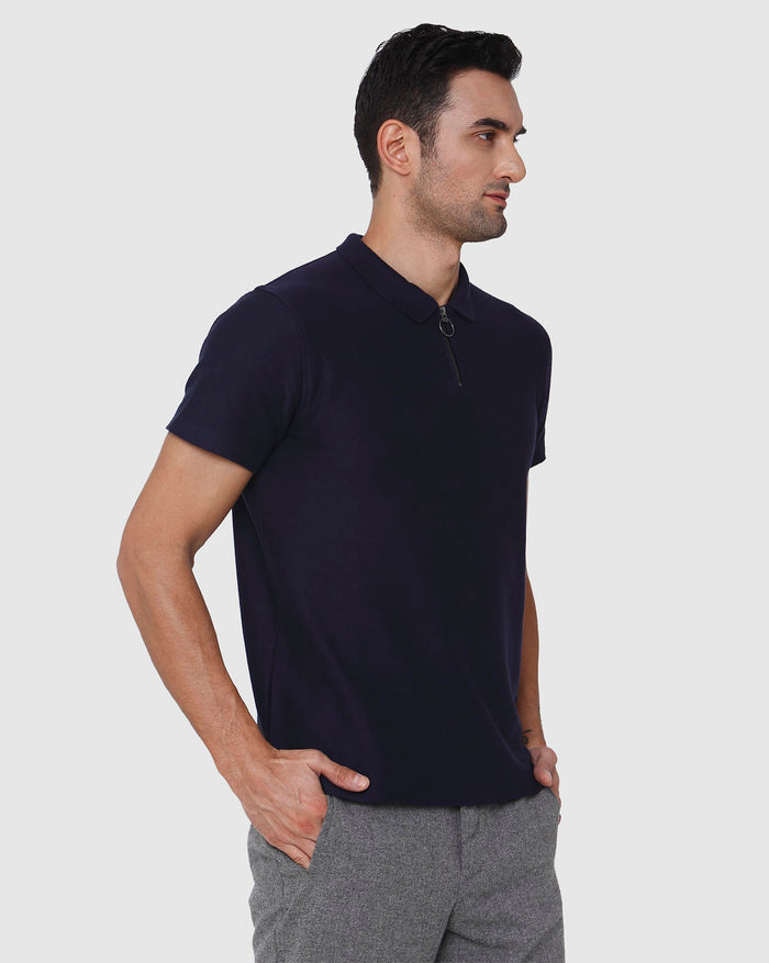 Blue Polo Neck T-Shirt