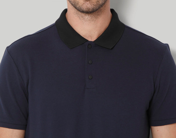 Blue Polo Neck T-Shirt