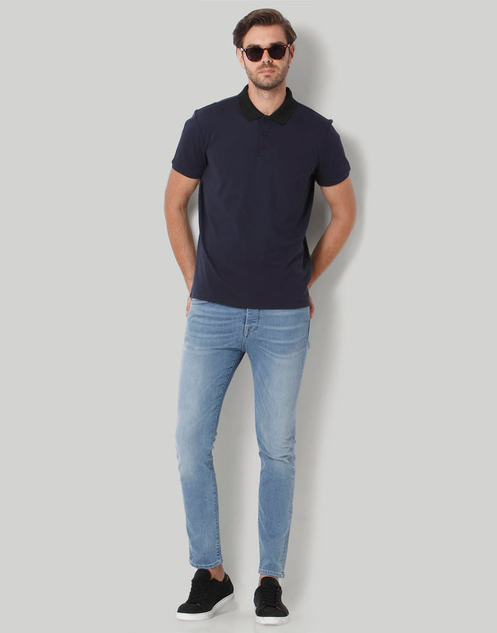 Blue Polo Neck T-Shirt