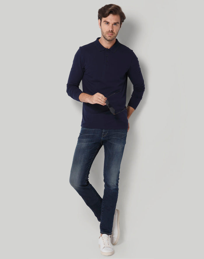 Blue Polo Neck T-Shirt