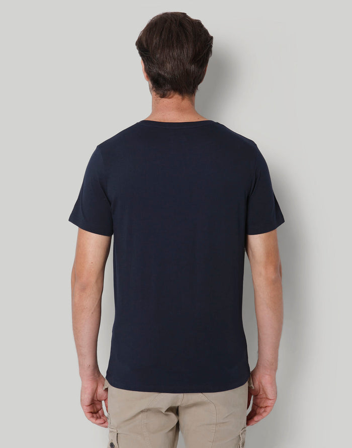Blue Printed Crew Neck T-Shirt