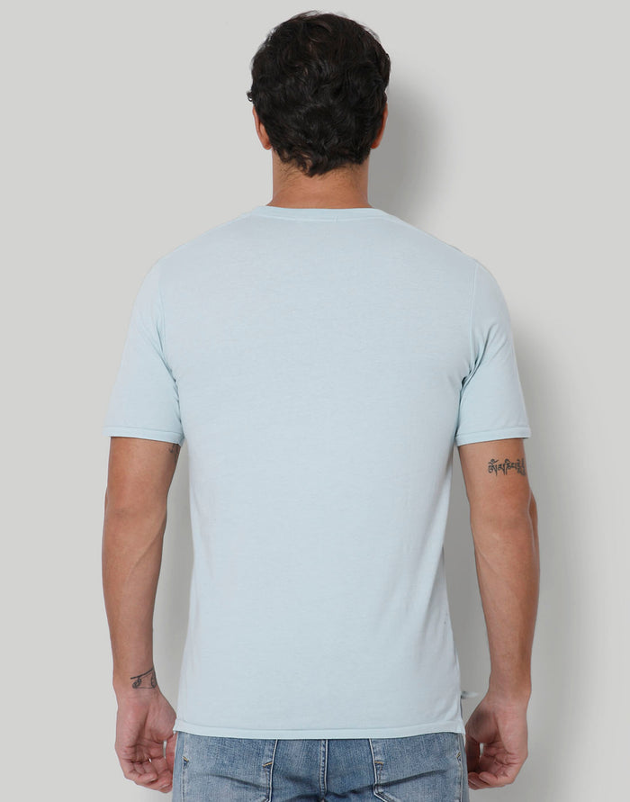 Blue Printed Crew Neck T-Shirt