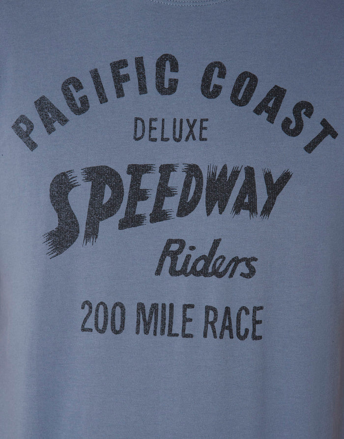 Blue Printed Crew Neck T-Shirt
