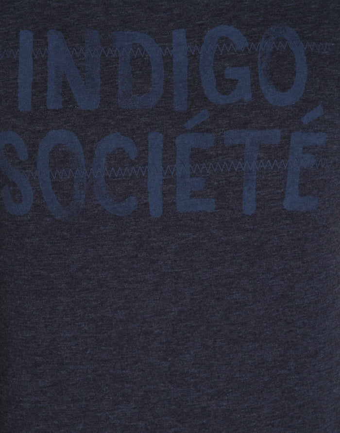 Blue Printed Crew Neck T-Shirt