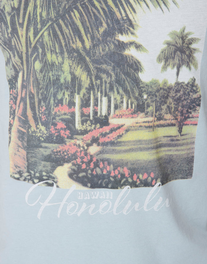 Blue Printed Crew Neck T-Shirt