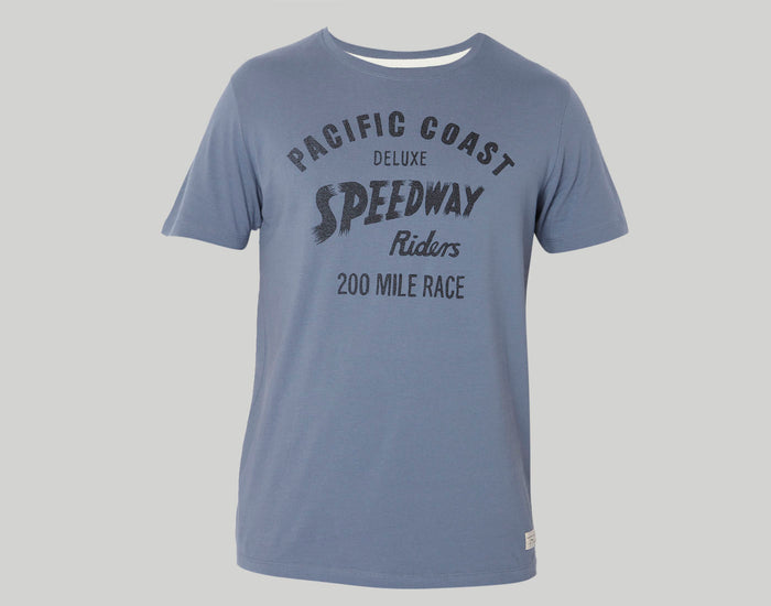 Blue Printed Crew Neck T-Shirt