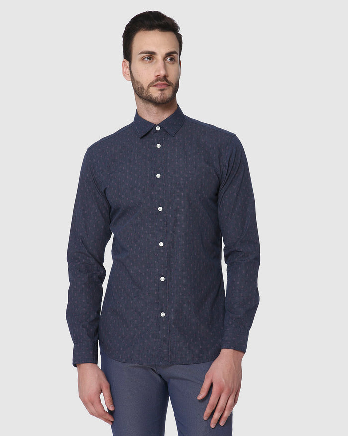 Blue Printed Full Sleeves Shirt