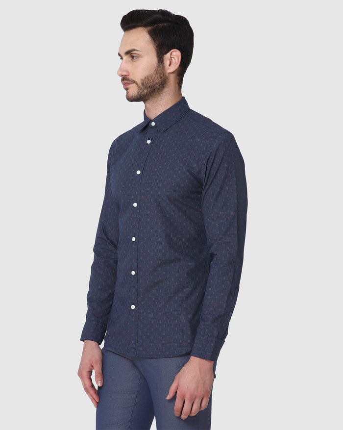 Blue Printed Full Sleeves Shirt
