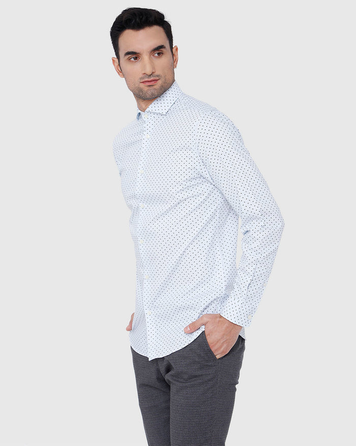 Blue Printed Full Sleeves Shirt