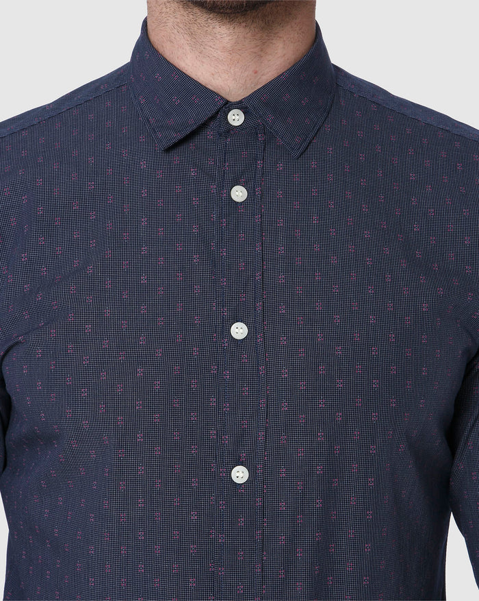 Blue Printed Full Sleeves Shirt