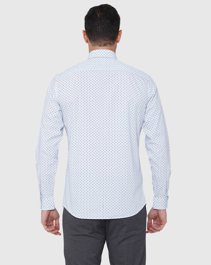 Blue Printed Full Sleeves Shirt