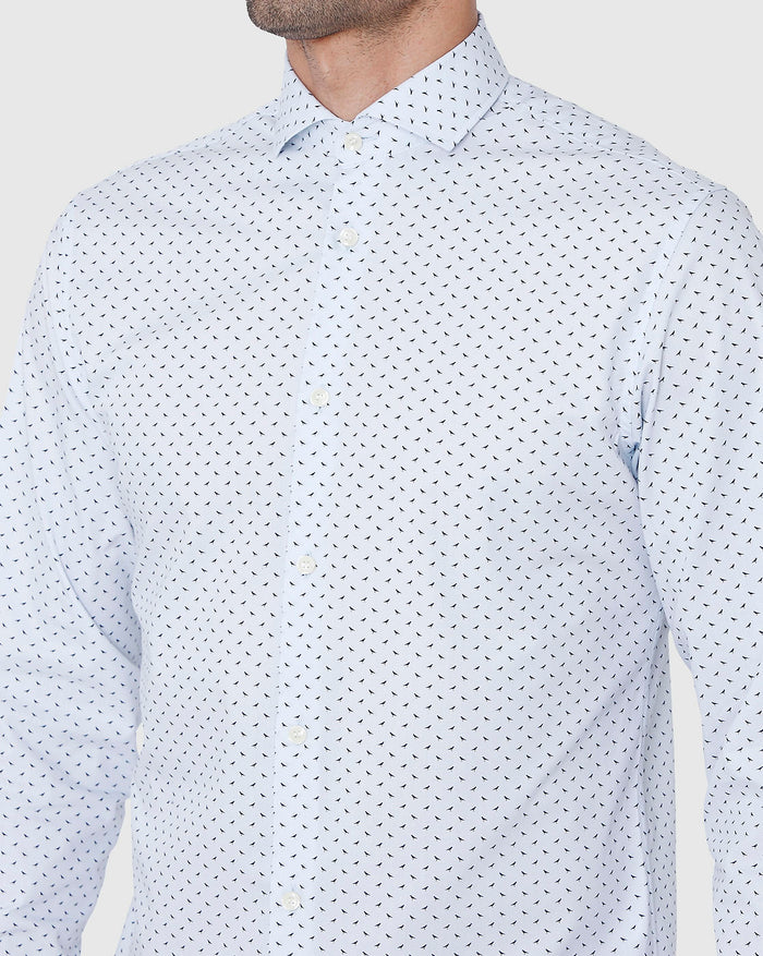 Blue Printed Full Sleeves Shirt