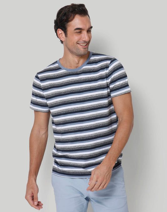 Blue Striped Crew Neck T-Shirt
