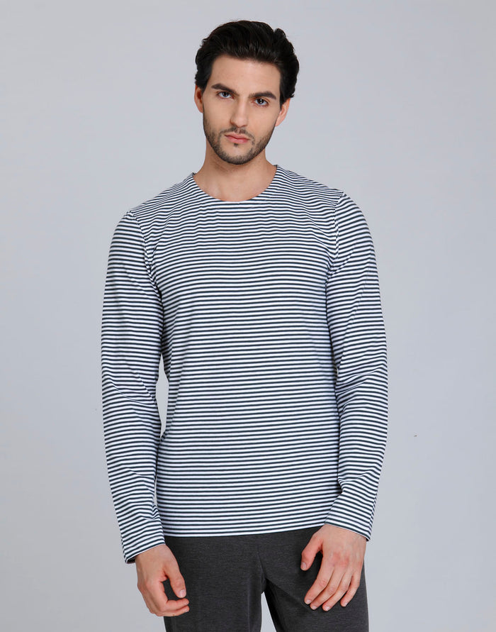 Blue Striped Crew Neck T-Shirt