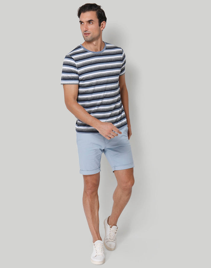 Blue Striped Crew Neck T-Shirt