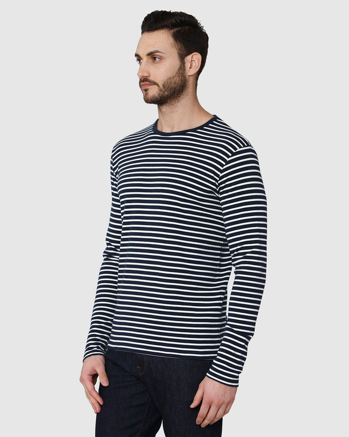 Blue Striped Crew Neck T-Shirt