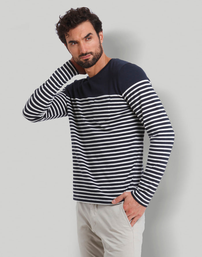 Blue Striped Crew Neck T-Shirt