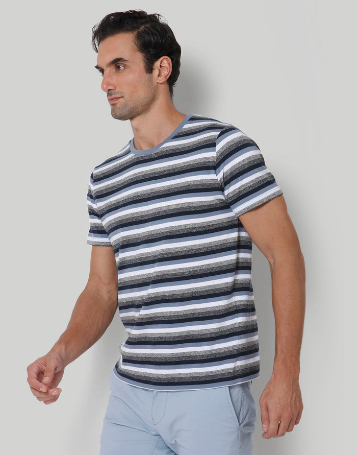 Blue Striped Crew Neck T-Shirt