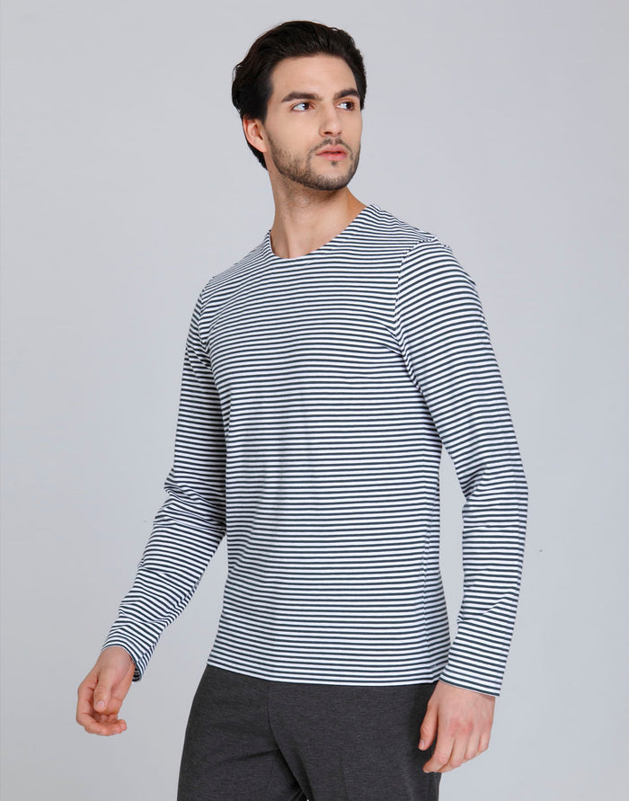 Blue Striped Crew Neck T-Shirt