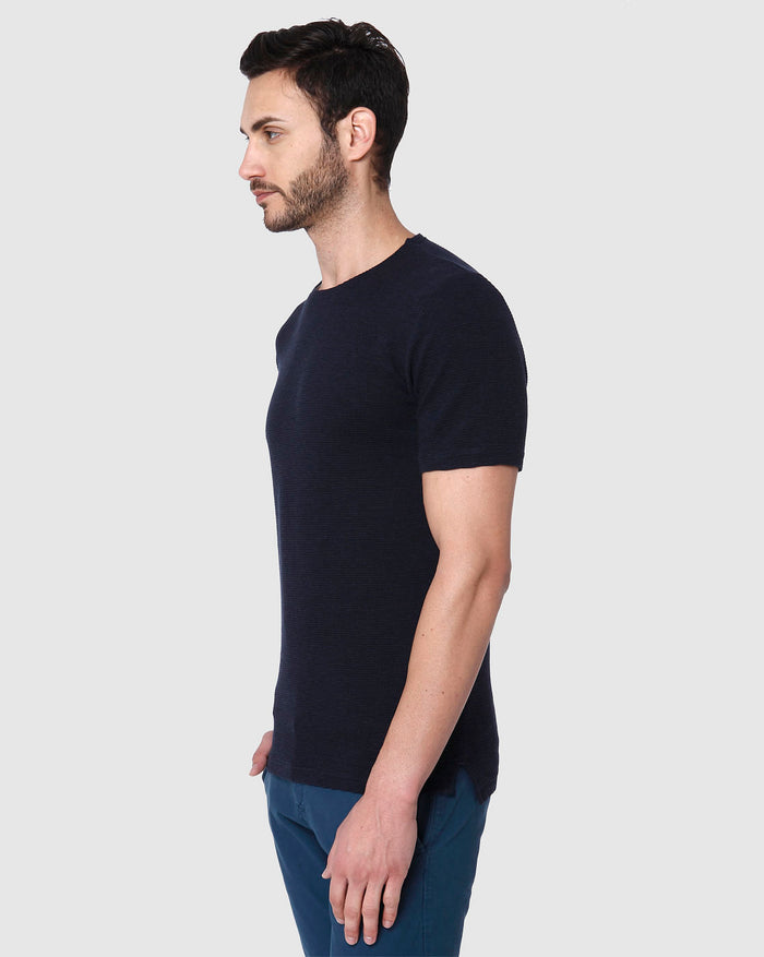 Blue Striped Crew Neck T-Shirt
