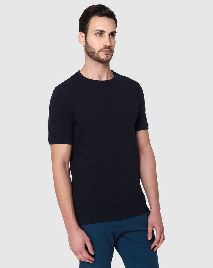 Blue Striped Crew Neck T-Shirt