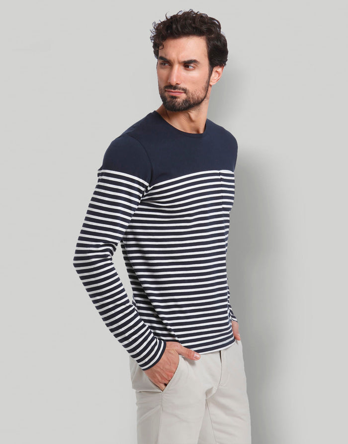 Blue Striped Crew Neck T-Shirt
