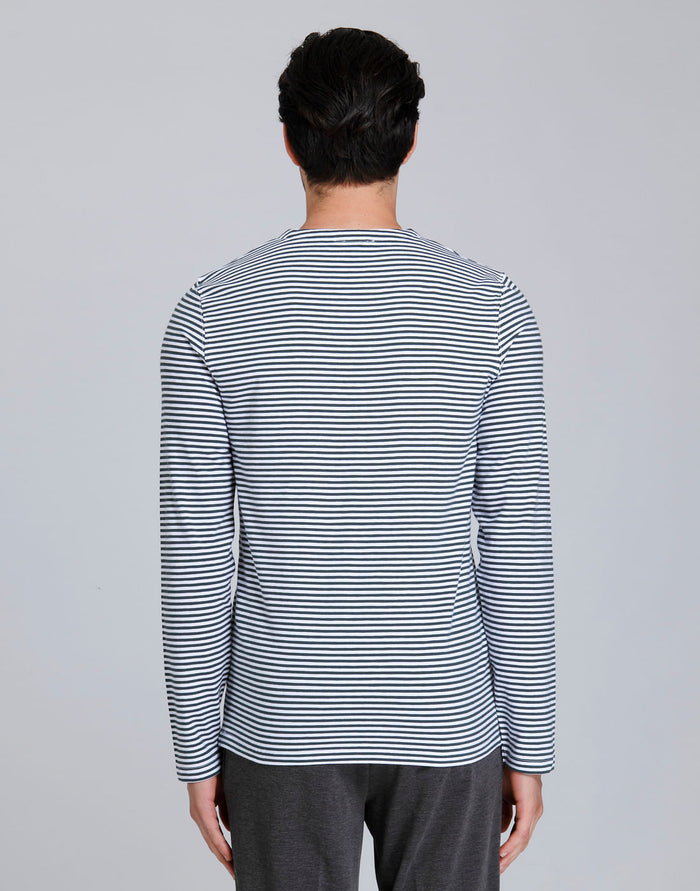 Blue Striped Crew Neck T-Shirt