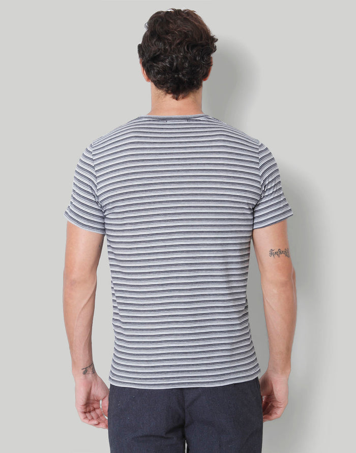Blue Striped Crew Neck T-Shirt