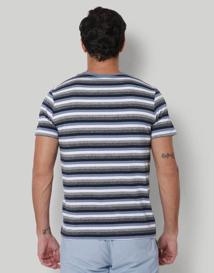 Blue Striped Crew Neck T-Shirt