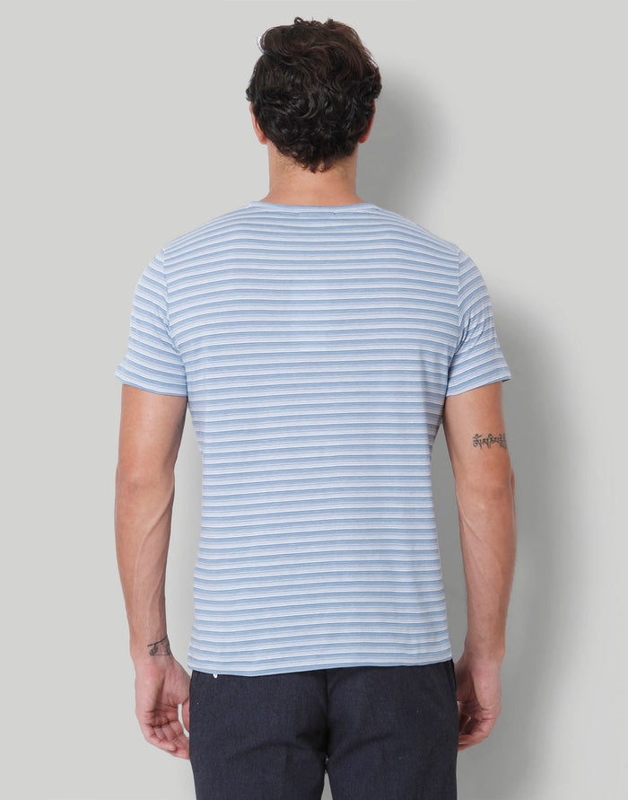 Blue Striped Crew Neck T-Shirt