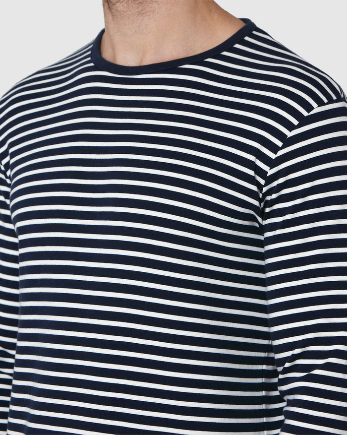 Blue Striped Crew Neck T-Shirt
