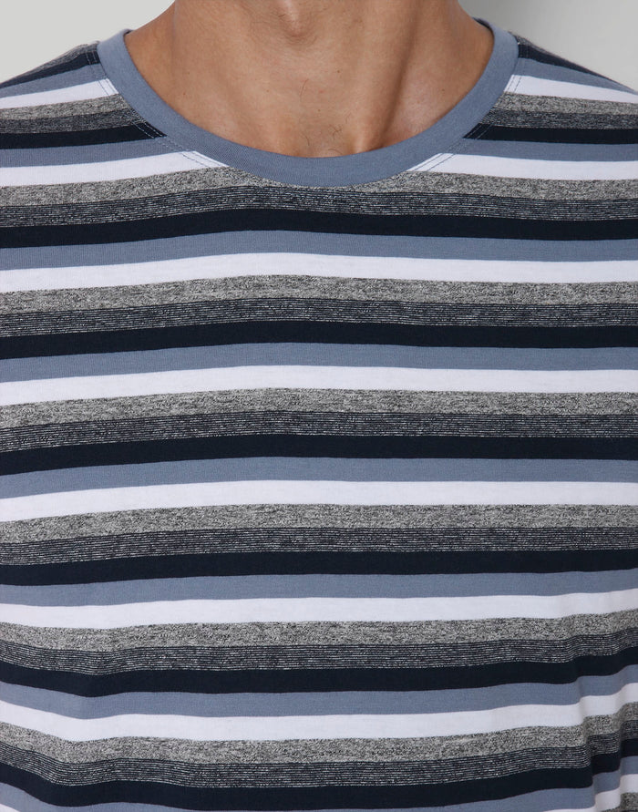Blue Striped Crew Neck T-Shirt