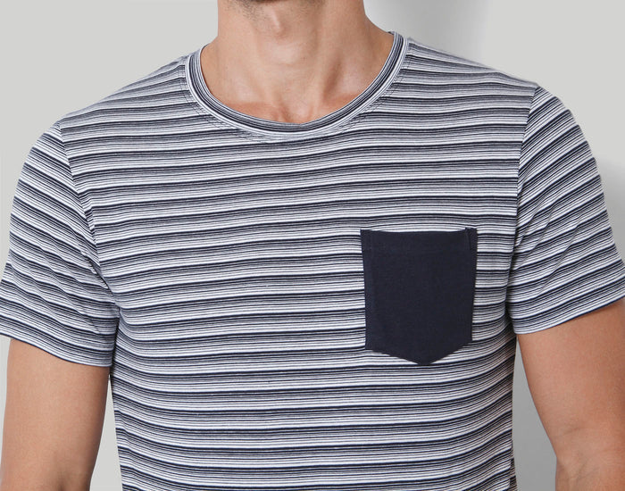 Blue Striped Crew Neck T-Shirt