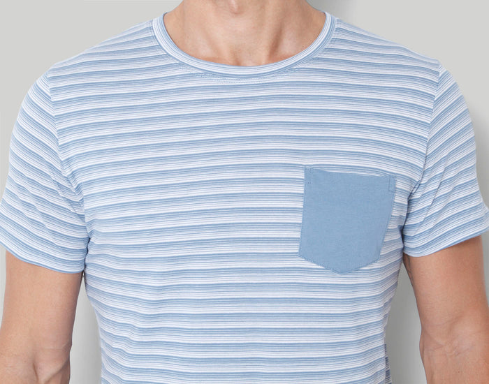 Blue Striped Crew Neck T-Shirt