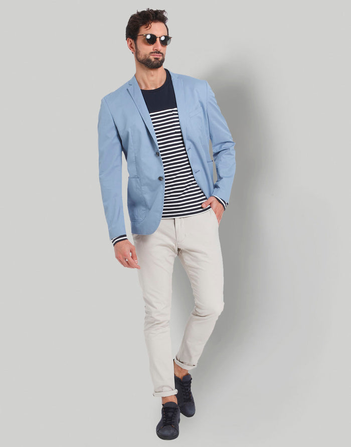Blue Striped Crew Neck T-Shirt