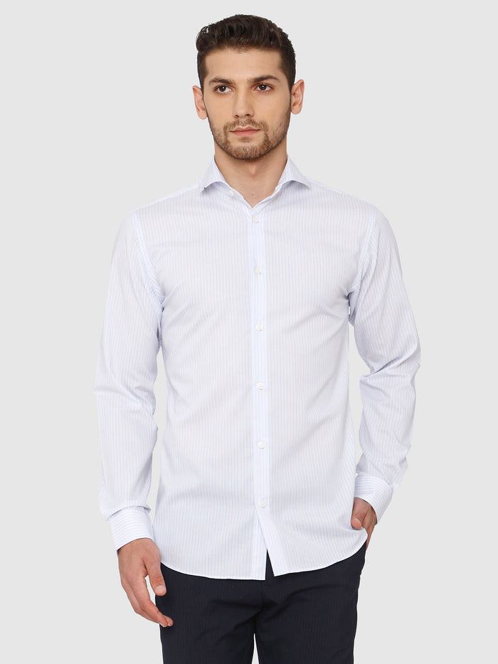 Blue Striped Full Sleeves Shirt