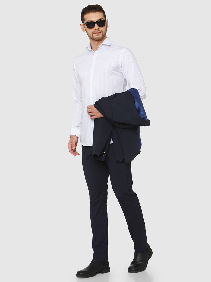 Blue Striped Full Sleeves Shirt