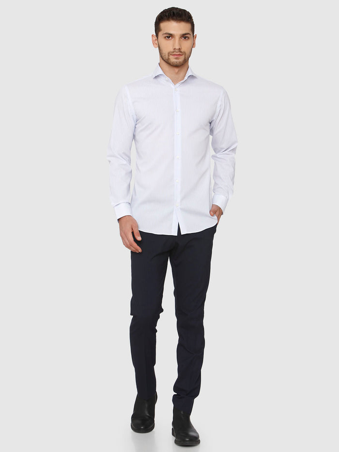 Blue Striped Full Sleeves Shirt