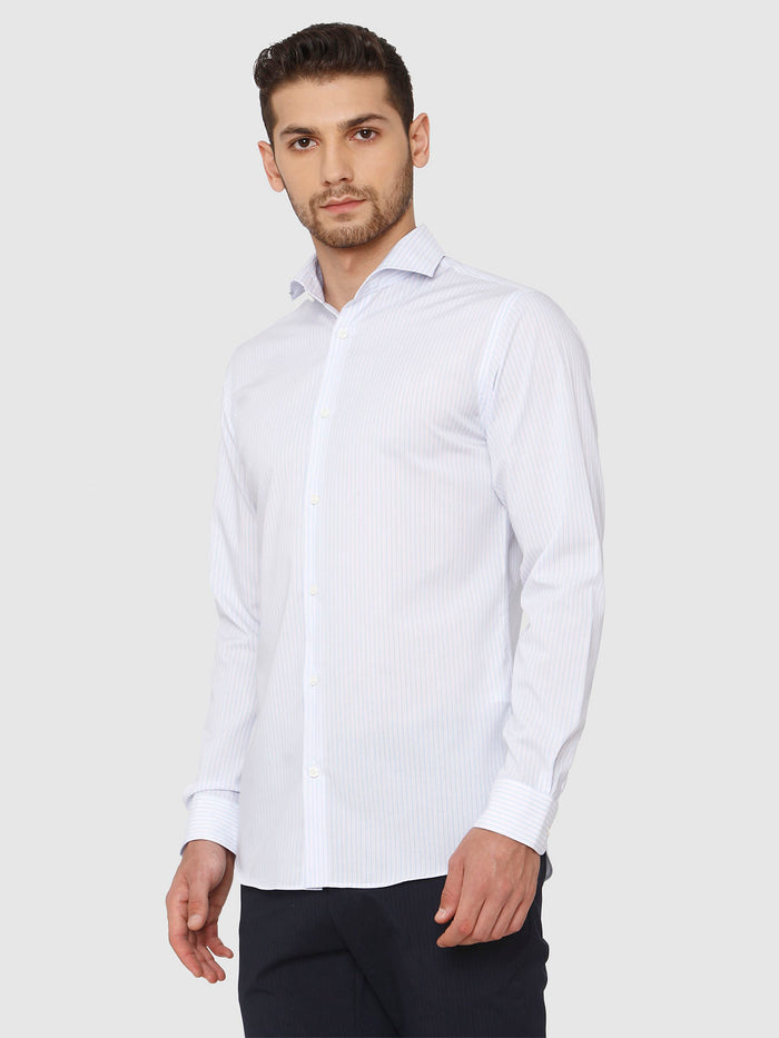 Blue Striped Full Sleeves Shirt